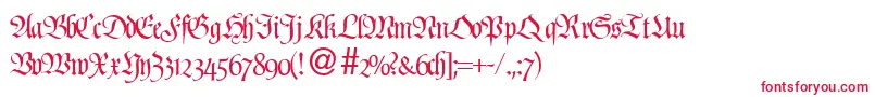 フォントProfidbNormal – 白い背景に赤い文字