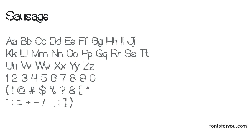 Czcionka Sausage – alfabet, cyfry, specjalne znaki