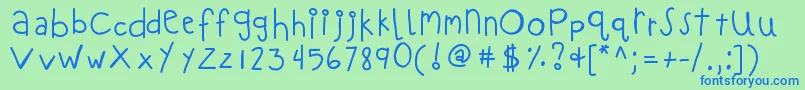 Kbloveitdown Font – Blue Fonts on Green Background