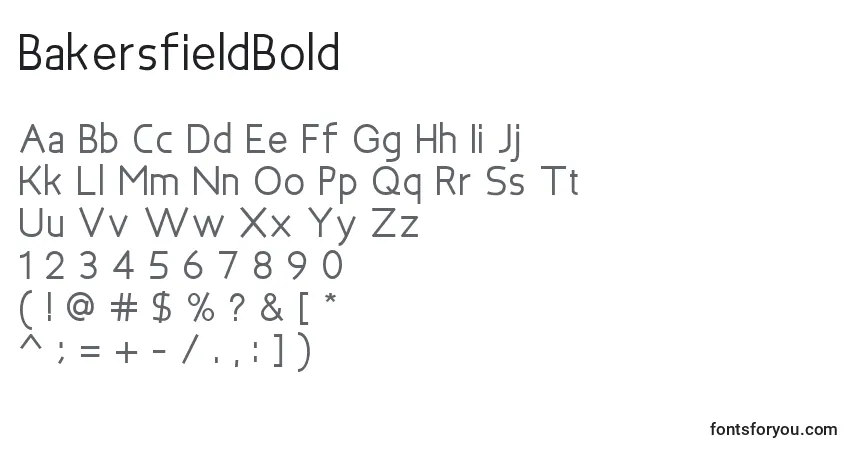 Schriftart BakersfieldBold – Alphabet, Zahlen, spezielle Symbole