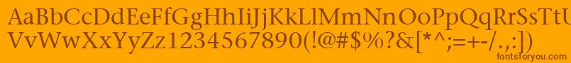 MesouranSerifSsi-Schriftart – Braune Schriften auf orangefarbenem Hintergrund