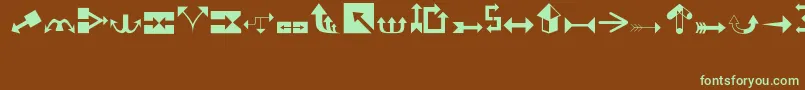 フォントArrows1 – 緑色の文字が茶色の背景にあります。