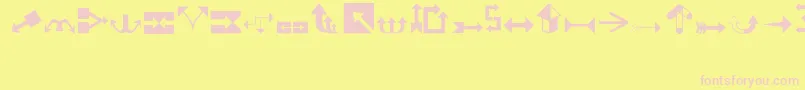 Arrows1-fontti – vaaleanpunaiset fontit keltaisella taustalla