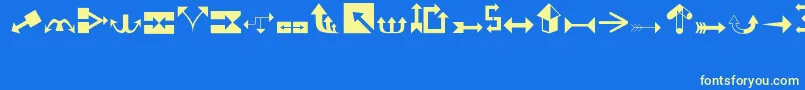 Arrows1 Font – Yellow Fonts on Blue Background