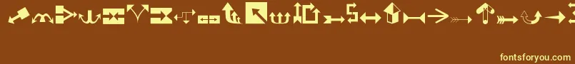 Arrows1-fontti – keltaiset fontit ruskealla taustalla