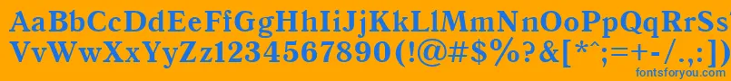 フォントQuantantiquacttBold – オレンジの背景に青い文字