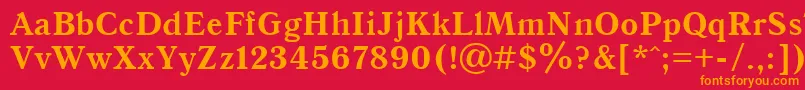 フォントQuantantiquacttBold – 赤い背景にオレンジの文字