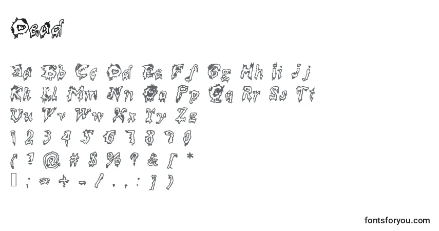 A fonte Dead – alfabeto, números, caracteres especiais
