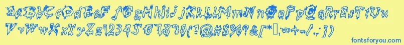 Dead Font – Blue Fonts on Yellow Background