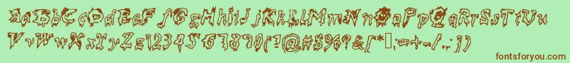 フォントDead – 緑の背景に茶色のフォント