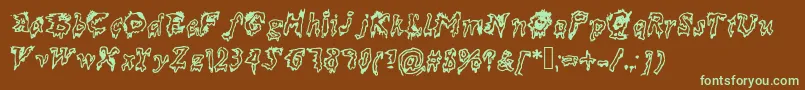 フォントDead – 緑色の文字が茶色の背景にあります。