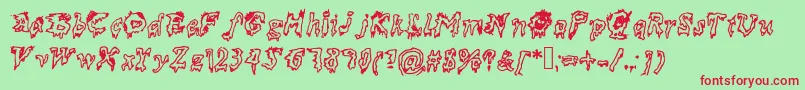 Dead-fontti – punaiset fontit vihreällä taustalla