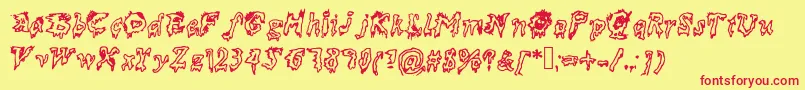Fonte Dead – fontes vermelhas em um fundo amarelo