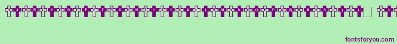 OldRuggedCross-fontti – violetit fontit vihreällä taustalla