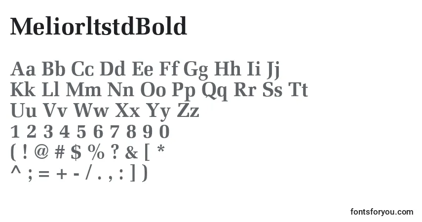 A fonte MeliorltstdBold – alfabeto, números, caracteres especiais