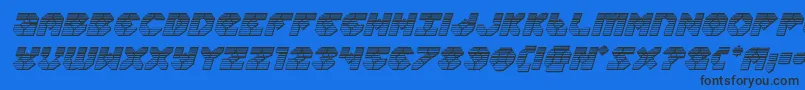 Zoomrunnerchromeital-Schriftart – Schwarze Schriften auf blauem Hintergrund