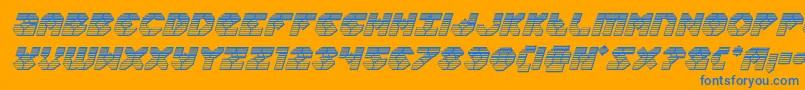 Zoomrunnerchromeital-Schriftart – Blaue Schriften auf orangefarbenem Hintergrund