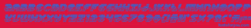 Zoomrunnerchromeital-Schriftart – Blaue Schriften auf rotem Hintergrund