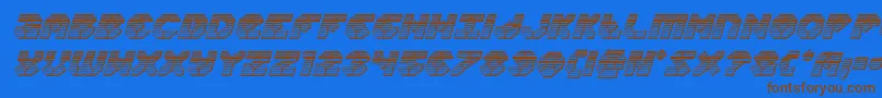 フォントZoomrunnerchromeital – 茶色の文字が青い背景にあります。