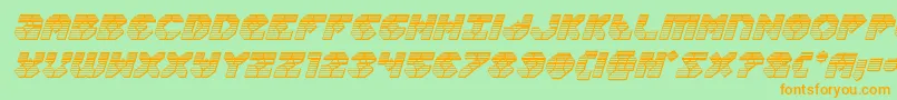 Zoomrunnerchromeital-Schriftart – Orangefarbene Schriften auf grünem Hintergrund