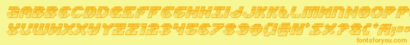 フォントZoomrunnerchromeital – オレンジの文字が黄色の背景にあります。