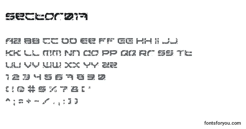A fonte Sector017 – alfabeto, números, caracteres especiais