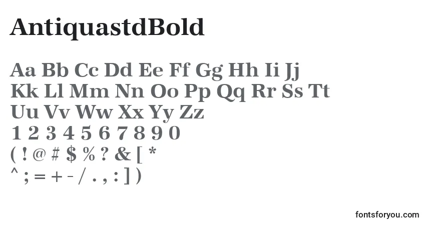 Шрифт AntiquastdBold – алфавит, цифры, специальные символы