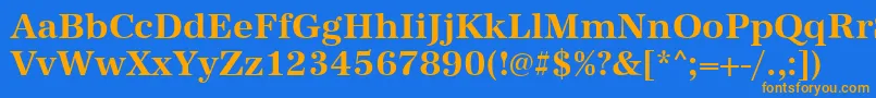 フォントAntiquastdBold – オレンジ色の文字が青い背景にあります。