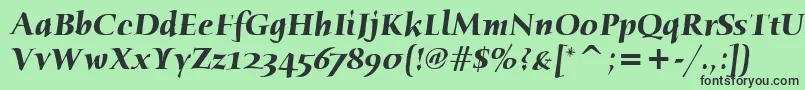HumanaSerifItcBoldItalic-fontti – mustat fontit vihreällä taustalla