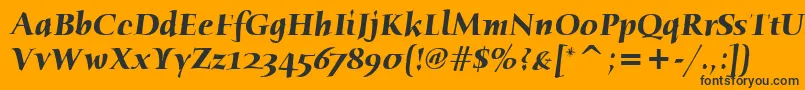 Шрифт HumanaSerifItcBoldItalic – чёрные шрифты на оранжевом фоне