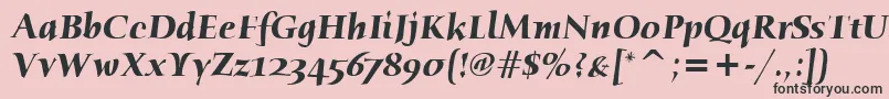 HumanaSerifItcBoldItalic-fontti – mustat fontit vaaleanpunaisella taustalla