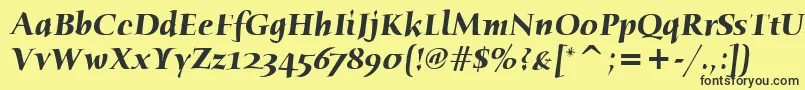 Шрифт HumanaSerifItcBoldItalic – чёрные шрифты на жёлтом фоне