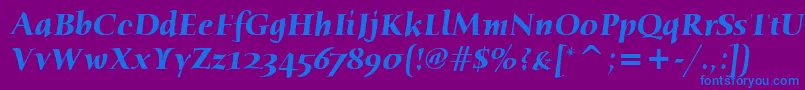 HumanaSerifItcBoldItalic Font – Blue Fonts on Purple Background