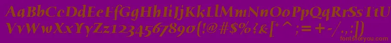 HumanaSerifItcBoldItalic-fontti – ruskeat fontit violetilla taustalla