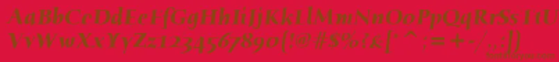 Czcionka HumanaSerifItcBoldItalic – brązowe czcionki na czerwonym tle