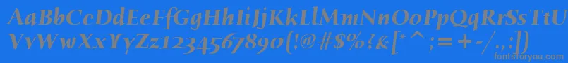 HumanaSerifItcBoldItalic-Schriftart – Graue Schriften auf blauem Hintergrund