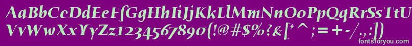 HumanaSerifItcBoldItalic-fontti – vihreät fontit violetilla taustalla