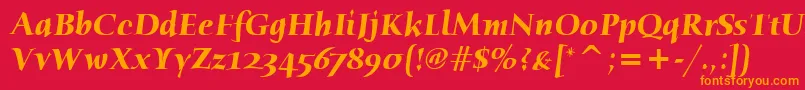 HumanaSerifItcBoldItalic Font – Orange Fonts on Red Background