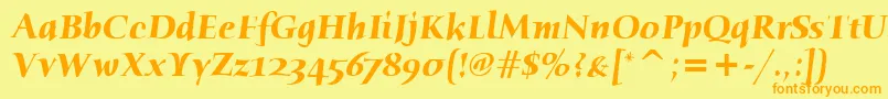 HumanaSerifItcBoldItalic-fontti – oranssit fontit keltaisella taustalla