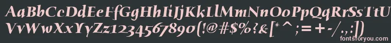 HumanaSerifItcBoldItalic-fontti – vaaleanpunaiset fontit mustalla taustalla