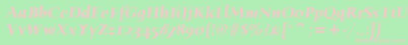 HumanaSerifItcBoldItalic-fontti – vaaleanpunaiset fontit vihreällä taustalla