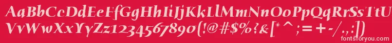 HumanaSerifItcBoldItalic-fontti – vaaleanpunaiset fontit punaisella taustalla