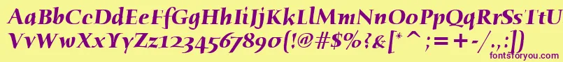 HumanaSerifItcBoldItalic Font – Purple Fonts on Yellow Background