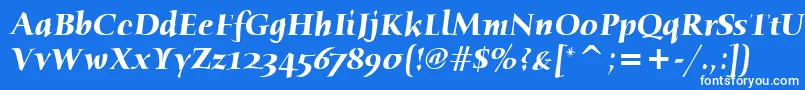 HumanaSerifItcBoldItalic-Schriftart – Weiße Schriften auf blauem Hintergrund