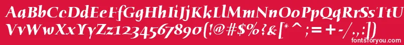 HumanaSerifItcBoldItalic Font – White Fonts on Red Background