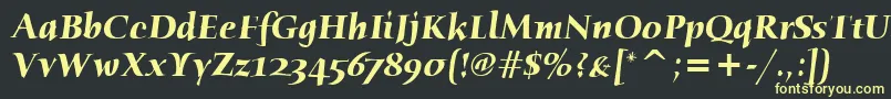 HumanaSerifItcBoldItalic Font – Yellow Fonts on Black Background