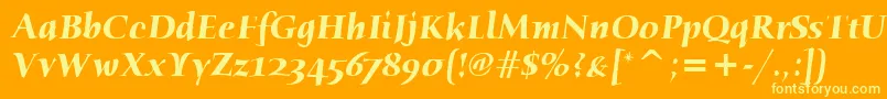 Шрифт HumanaSerifItcBoldItalic – жёлтые шрифты на оранжевом фоне