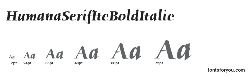 HumanaSerifItcBoldItalic Font Sizes