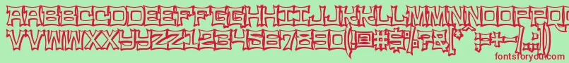Ninjaline Font – Red Fonts on Green Background