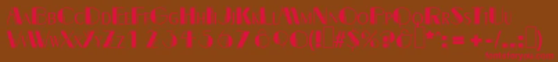 フォントB691DecoRegular – 赤い文字が茶色の背景にあります。
